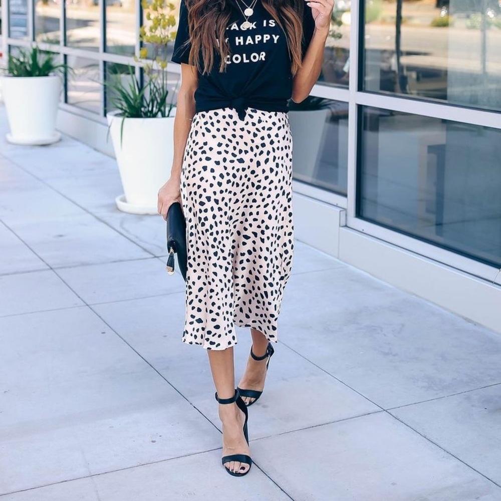 Camryn satin leopard midi